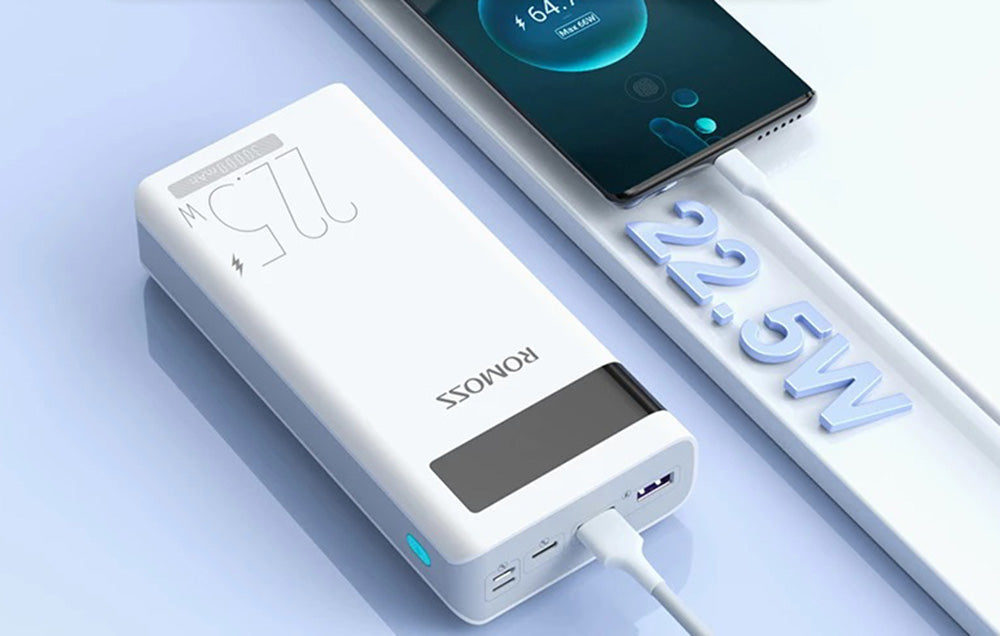 ROMOSS Sense 8P+ 30000mAh Power Bank | 18W Fast Charging | Triple Input & Output | Digital Display