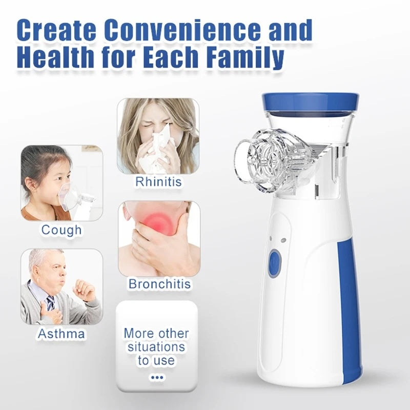 Portable Rechargeable Nebulizer Machine Asthma Inhaler 0.5L for Kids and Adults Compact asthma relief nebulizer