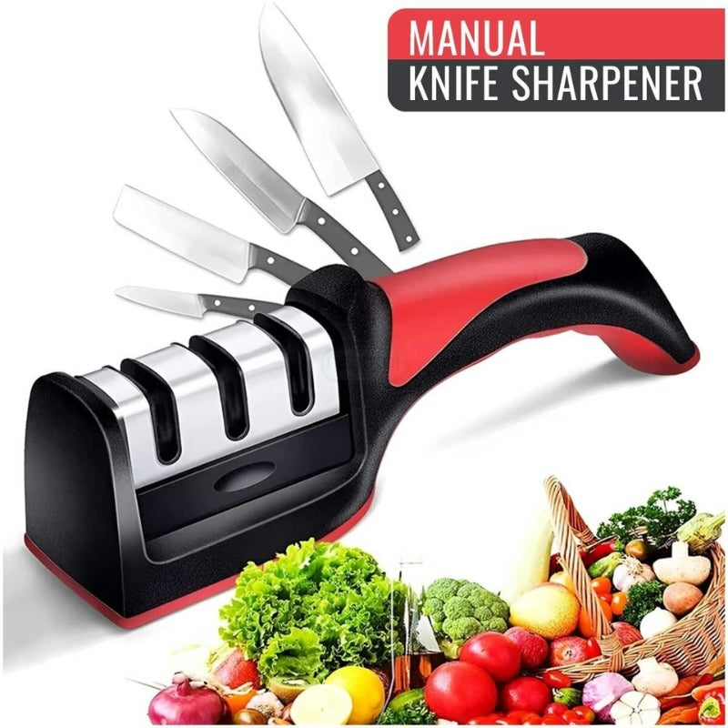 3-in-1 Kitchen Tool Set | Multi-Stage Blade Sharpening Tool with Ceramic Peeler & Easy-Grip Handle"